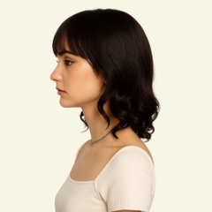 Tóc Giả Che Hói Nữ - Mái Thưa Siêu Da 3D Xoăn Lọn Dài 35cm | Wina