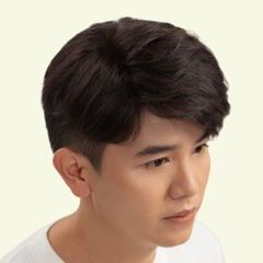 Tóc Giả Nam Che Phủ Đỉnh - Basic Hai Mái Rủ Nâu Đen
