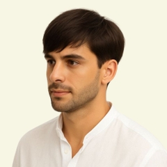 Tóc Giả Nam Che Hói - Kiểu Basic Mái Xéo Bằng Tóc Thật | Wina