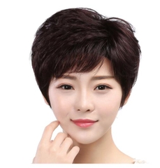 Tóc Giả Nữ Nguyên Đầu - Trung Niên Kiểu Ngắn Pixie Bằng Tóc Thật | Wina