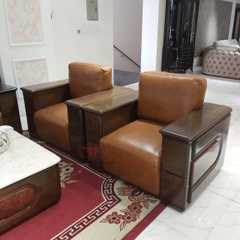 BỘ SOFA GỖ ÓC CHÓ, DA BÒ, MẶT ĐÁ TỰ NHIÊN CAO CẤP