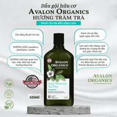 Dầu gội hữu cơ Avalon Organic hương tràm trà dành cho da đầu nhạy cảm 325ml