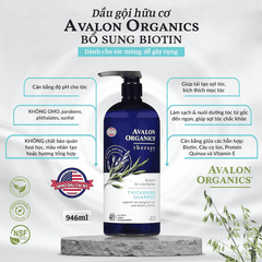 Dầu gội hữu cơ Avalon Organics bổ sung Biotin dành cho tóc mỏng, dễ gãy rụng 946ml