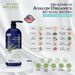 Dầu xả hữu cơ Avalon Organics bổ sung Biotin dành cho tóc mỏng, dễ gãy rụng 907g