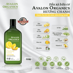 Dầu xả hữu cơ Avalon Organics hương chanh cho tóc xỉn màu, kém bóng mượt 312g