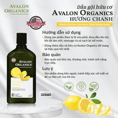 Dầu gội hữu cơ Avalon Organics hương chanh cho tóc xỉn màu, kém bóng mượt 325ml