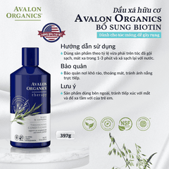 Dầu xả hữu cơ Avalon Organics bổ sung Biotin dành cho tóc mỏng, dễ gãy rụng 397g