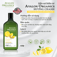 Dầu xả hữu cơ Avalon Organics hương chanh cho tóc xỉn màu, kém bóng mượt 312g