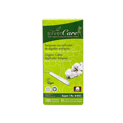 Tampon hữu cơ 3 giọt có cần đẩy Silvercare Super 14 miếng