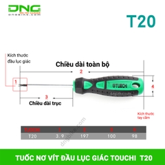 Tuốt nơ vít đầu lục giác bông TOUCHI T8, T10, T15, T20