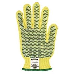 Găng tay chống cắt 100% sợi Kevlar kết hợp phủ hạt PVC. Găng tay chống cắt 100% sợi Kevlar kết hợp phủ hạt PVC.