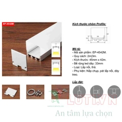 Thanh Profile chiếu sáng nội thất lắp nổi EP-4542M