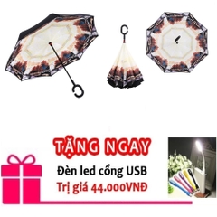 Ô dù đa năng mở ngược chuyên dùng cho ô tô rừng phong tặng đèn led usb