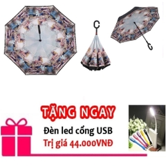 Ô dù đa năng mở ngược chuyên dùng cho ô tô hồ thiên nga tặng đèn led usb