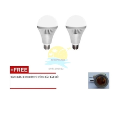 Bộ 2 Bóng đèn Led Bulb cảm ứng cơ thể thông minh 12W tự động tắt mở (Trắng + Đui đèn)