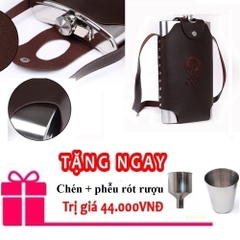 BÌNH ĐỰNG RƯỢU INOX 304 CCCP DÀY 0,6 MM BAO GỒM TÚI ĐỰNG BÌNH TẶNG PHỄU SHOPAHA247