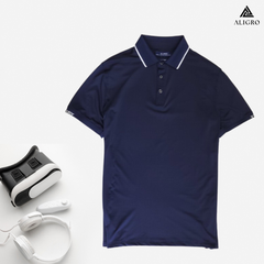 Áo polo golf nam ngắn tay ALIGRO chất vải coolmax màu xanh navy năng động ALGPLO106