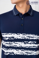 Áo Polo Golf nam màu xanh navy phối kẻ ngang Aligro ALGPLO72