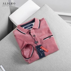 Áo polo cổ dệt màu hồng ALGPLO41