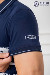 Áo Polo Golf nam màu xanh navy phối kẻ ngang Aligro ALGPLO72