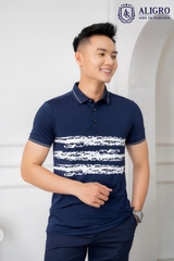 Áo Polo Golf nam màu xanh navy phối kẻ ngang Aligro ALGPLO72