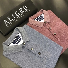 Áo Polo Shirt cổ dệt màu ghi ALGPLO47