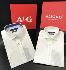 Áo sơ mi cộc tay nam công sở Aligro màu kẻ tay vuông to dáng Custom ALG-C1010