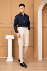 Áo sơ mi slimfit dài tay navy vân ô Aligro ALGS223