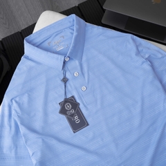 Áo polo golf nam ngắn tay ALIGRO chất vải coolmax kẻ ngang màu xanh blue năng động ALGPLO117