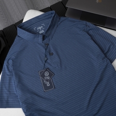 Áo polo golf nam ngắn tay ALIGRO chất vải coolmax màu xanh dệt kẻ ngang năng động ALGPLO119