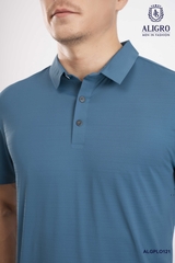 Áo polo golf nam ngắn tay ALIGRO chất vải coolmax màu xanh đậm trơn năng động ALGPLO121