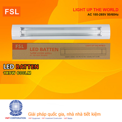 Máng đèn tuýp LED đơn mặt kính che 0.6m FSL