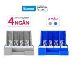 Giá tài liệu 4 ngăn + ống cắm bút Xanh Guangbo WJK9279-B