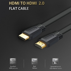 Cáp hdmi 2.0 dẹt dài 3m Ugreen 50820 hỗ trợ 4K cao cấp