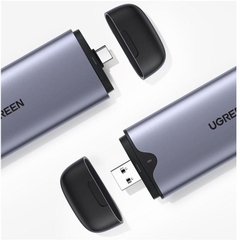 Ugreen 70532 M.2 M-Key 10G ra USB type C + USB-A hộp ổ cứng CM298 Hàng chính Hãng