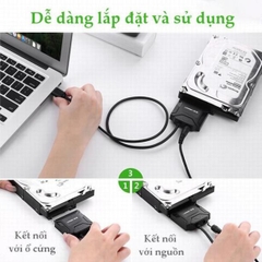 Cáp USB 3.0 To Sata Ugreen 20611 Dùng Cho HDD/SSD 2,5″ 3,5″ Có Nguồn Phụ