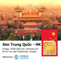 Sim và eSIM du lịch Trung Quốc & Hongkong 8GB/8 Ngày - Nhận Tại Việt Nam