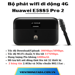 Huawei E5885 Pro 2| Bộ Phát Wifi Di Động 4G 300Mbps, Dung Lượng Pin Lớn 6400mAh, 32 thiết bị kết nối| Bảo hành 12 tháng