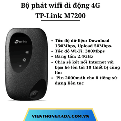 TP-Link M7200 | Bộ phát Wifi di động 4G LTE, Pin 2000mAh, 10 thiết bị kết nối cùng lúc | Bảo hành 24 tháng