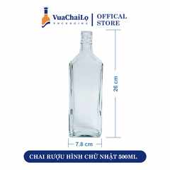 Chai Rượu Hình Chữ Nhật 500ML