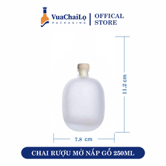Chai Rượu Mờ Nắp Gỗ 250ML
