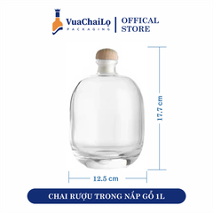 Chai Rượu Trong Nắp Gỗ 1L
