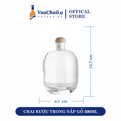 Chai Rượu Trong Nắp Gỗ 500ML