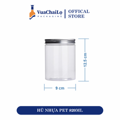 Hũ Nhựa PET Nắp Nhôm 820ml