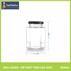 Hũ Thủy Tinh Lục Giác 100ml