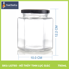 Hũ Thủy Tinh Lục Giác 750ml