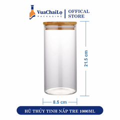 Lọ Thủy Tinh Nắp Gỗ Tre 1000ml