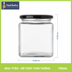 Hũ Thủy Tinh Vuông 750ml