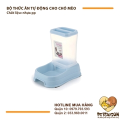 Bộ Khay Ăn Cho Chó Mèo Có Bình Cấp Thức Ăn Tự Động