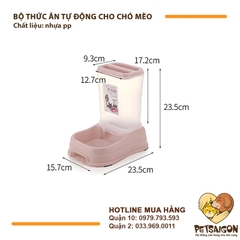 Bộ Khay Ăn Cho Chó Mèo Có Bình Cấp Thức Ăn Tự Động